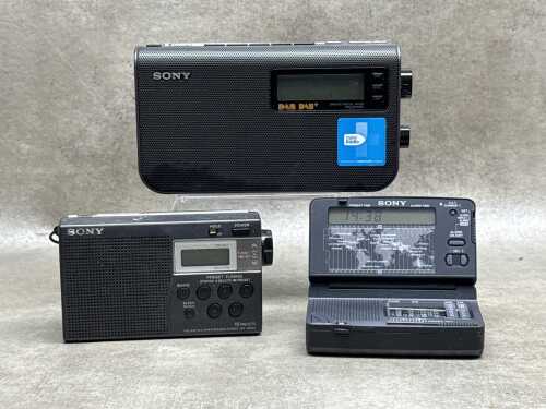 Three Sony portable radios