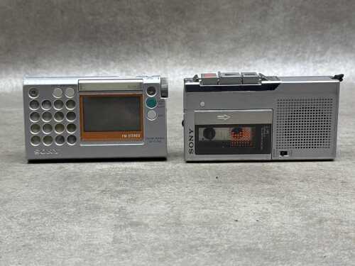 Two Sony portable audio electronics