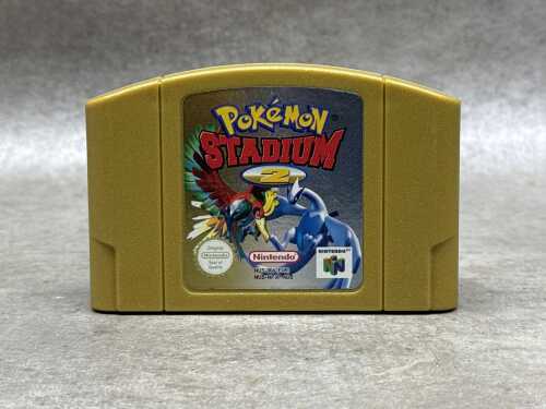 Nintendo 64 Pok&eacute;mon Stadium gold-coloured game cartridge