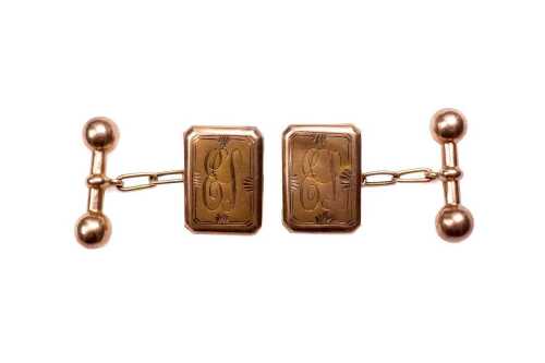 A pair of vintage cufflinks in 9 carat rose gold