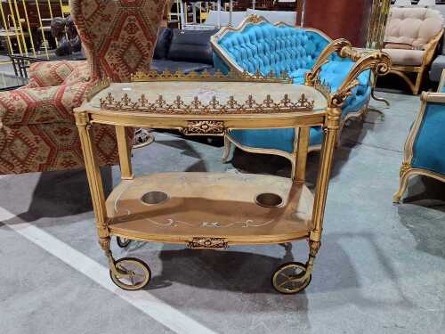Venetian giltwood drinks trolley