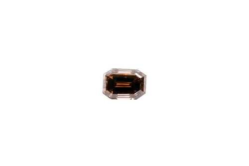 An emerald cut natural cognac diamond