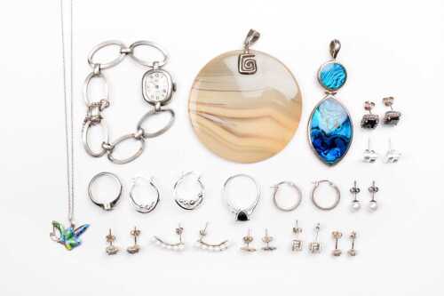 Collection of jewellery in sterling silver