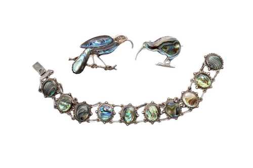 Collection of vintage Paua shell jewellery in sterling silver