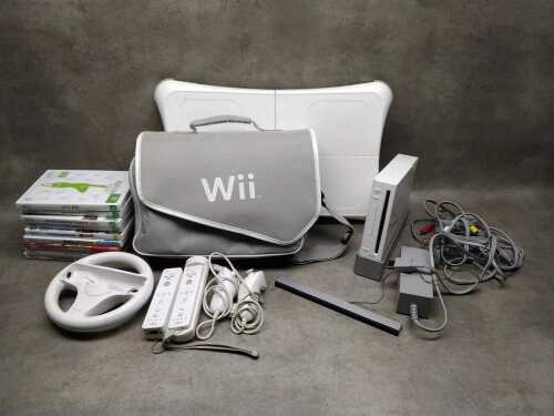Nintendo Wii home game console with accessories