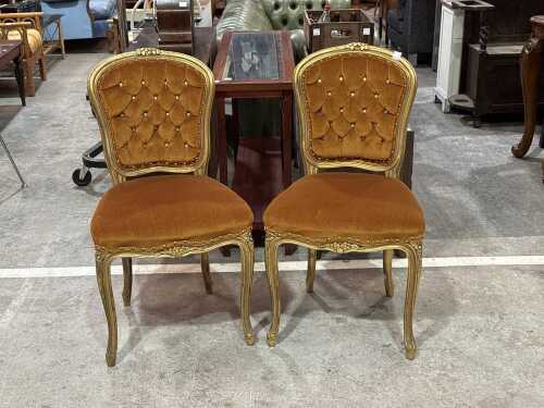 Pair of Louis XV-style giltwood salon chairs