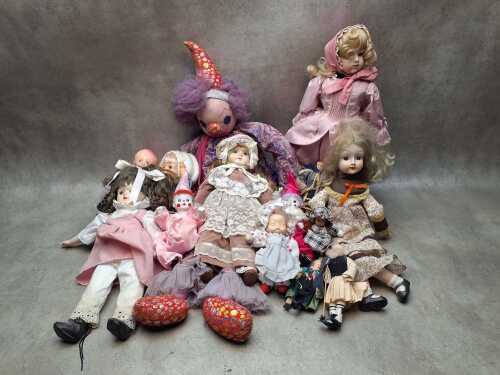 Porcelain and plastic collector dolls