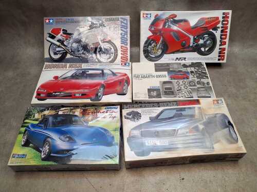 Six boxed plastic model kits