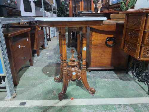 Marble top timber occasional table