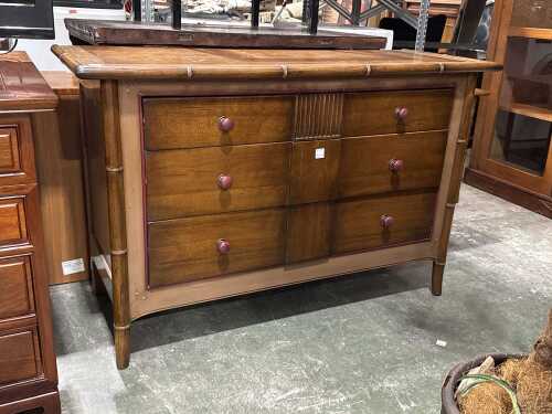 Timber six-drawer chest of drawers