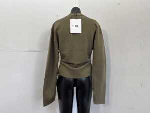 SIR. Ayana Gathered Cardigan in Olive, size S - 3