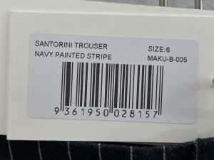 Maku Santorini Trouser in Navy Painted Stripe, size 6 - 5
