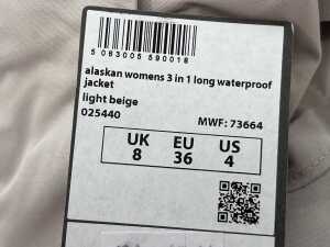 Mountain Warehouse Alaskan Women's 3-in-1 Long Waterproof Jacket in Light Beige, size US 4 - 5