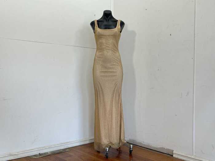 Almond Muse Isabella dress in gold, size S