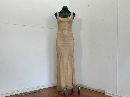 Almond Muse Isabella dress in gold, size S