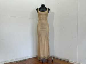 Almond Muse Isabella dress in gold, size S