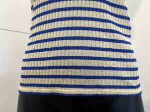 La Fetiche Jade Ribbed Cami Top in Ecru and Blue, size S - 3