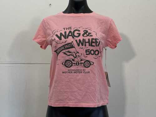 Mother The Lil Goodie Goodie Tee in Wag and Wheel Pink Icing, size S