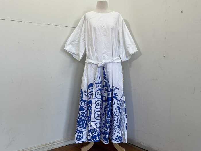 Binny POINT BREAK dress in white and blue, size 14