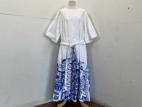 Binny POINT BREAK dress in white and blue, size 14