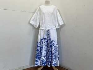 Binny POINT BREAK dress in white and blue, size 14