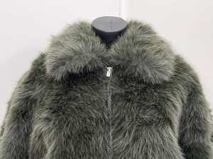 Ena Pelly Daphne Faux Fur Bomber in Olive, size AU 8 - 2