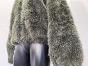 Ena Pelly Daphne Faux Fur Bomber in Olive, size AU 8 - 3