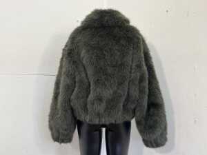 Ena Pelly Daphne Faux Fur Bomber in Olive, size AU 8 - 4