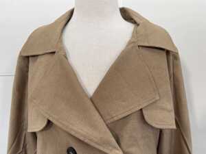 Marco Polo Cropped Trench Coat in Tan, size 14 - 2
