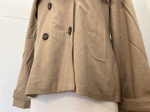 Marco Polo Cropped Trench Coat in Tan, size 14 - 3