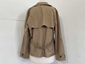 Marco Polo Cropped Trench Coat in Tan, size 14 - 4