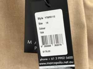 Marco Polo Cropped Trench Coat in Tan, size 14 - 5