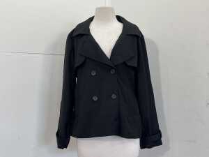 Marco Polo Cropped Trench Coat in Black, size 14