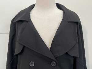 Marco Polo Cropped Trench Coat in Black, size 14 - 2