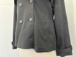 Marco Polo Cropped Trench Coat in Black, size 14 - 3