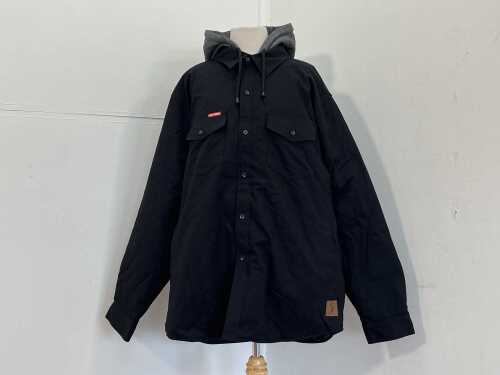 Hard Yakka Quilted Shacket in Black, size 3XL