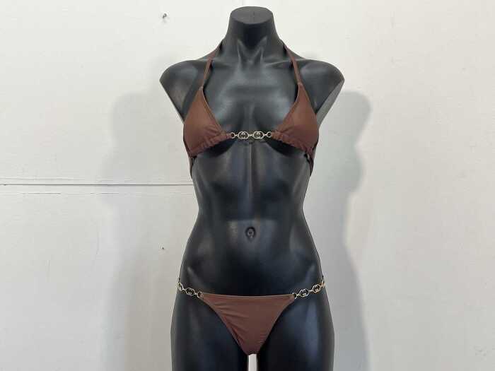Designer style bikini in brown, size S