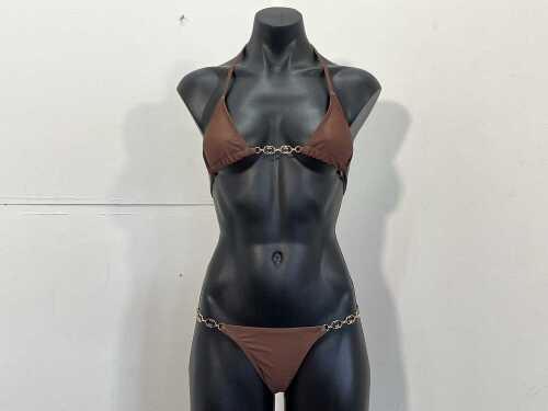 Designer style bikini in brown, size S