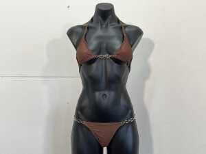 Designer style bikini in brown, size S