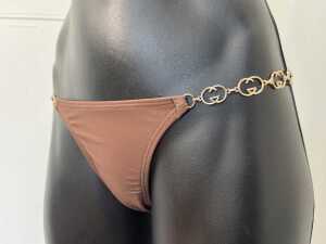 Designer style bikini in brown, size S - 3