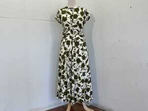 ME+EM Midnight Hibiscus Print Crew Neck Midi Dress, size 8