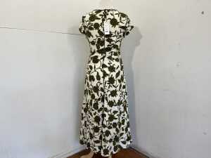 ME+EM Midnight Hibiscus Print Crew Neck Midi Dress, size 8 - 4