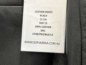 Sofia Irina Leather Pants in Black, size 12 - 5