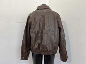 Atmos&Here Renna Faux Leather Bomber Jacket in Chocolate, size 14 - 4