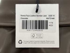 Atmos&Here Renna Faux Leather Bomber Jacket in Chocolate, size 14 - 5