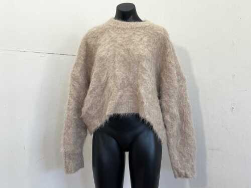 Dissh Salma Tuck Sleeve Jumper in Oat, size L