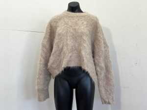 Dissh Salma Tuck Sleeve Jumper in Oat, size L