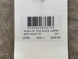 Dissh Salma Tuck Sleeve Jumper in Oat, size L - 5