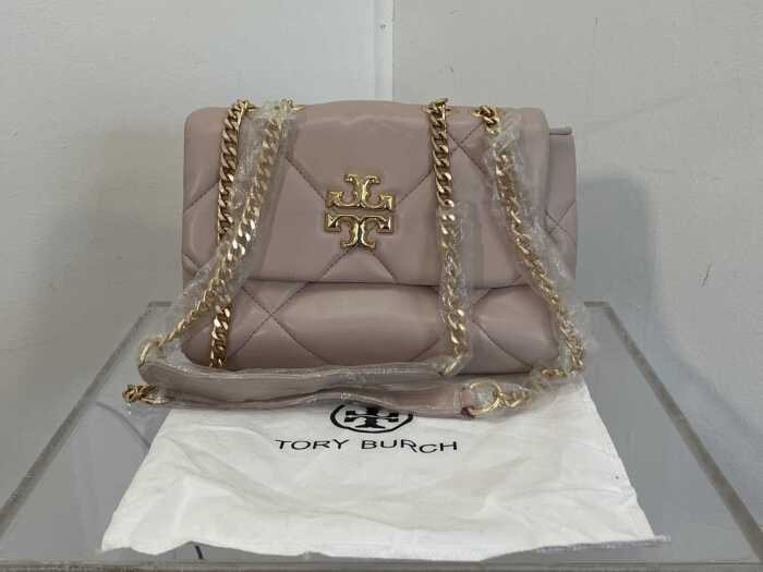 Tory Burch Small Kira Diamond Quilt Shoulder Bag in pink