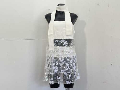 Desero Jacare Marbella set in Blanche, top size S, skirt size M